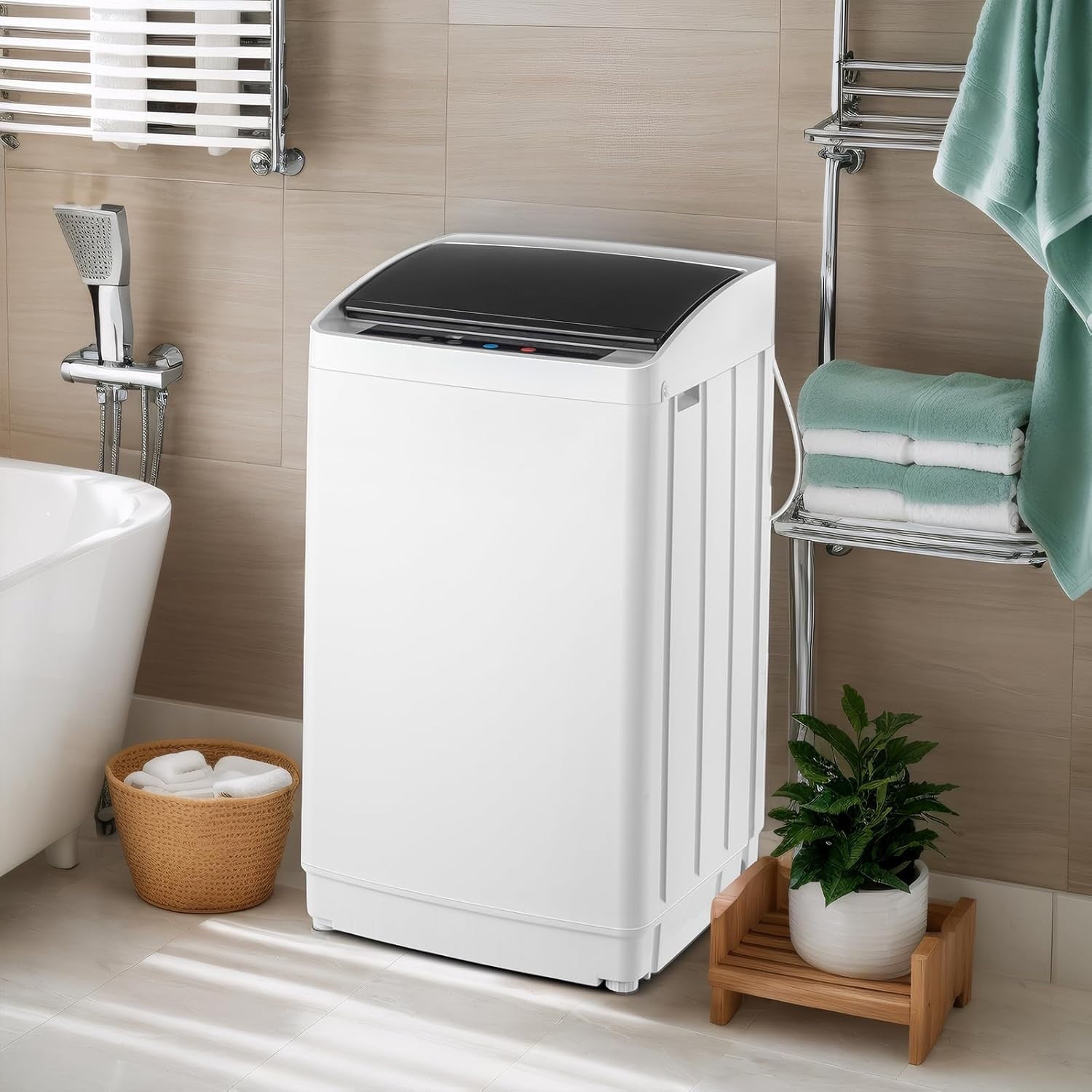 VINGLI 25LBS Full-Automatic Electric Laundry Machine . Portable Washing Machine with Stainless Steel Drum, 110V Compact Washer, Washer and Dryer Combo for Apartment, Dorms, RV, Grey