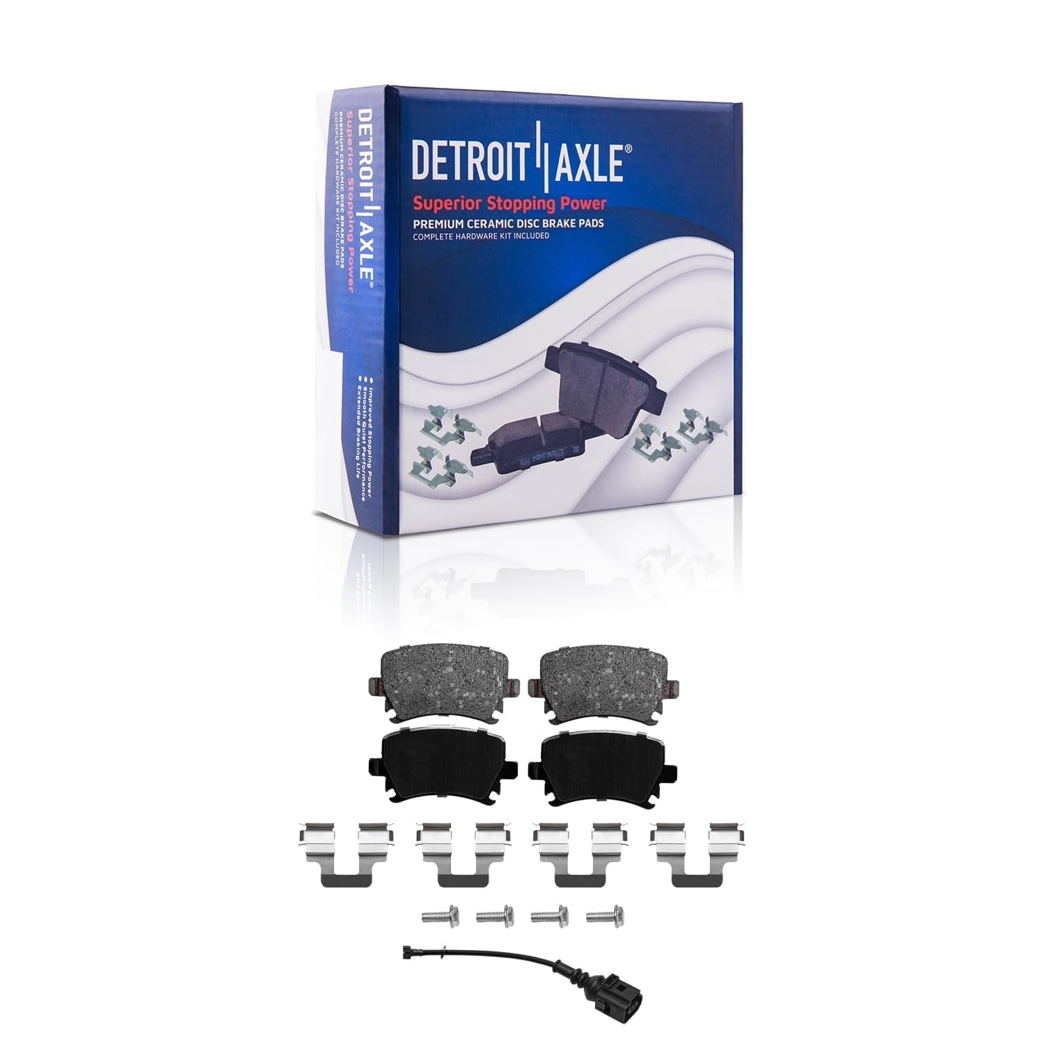 Detroit Axle - REAR Brake Kit for 2005-2010 VW Jetta 06-09 Rabbit Drilled & Slotted Brake Rotors Ceramic Brakes Pads Replacement: 10.24 Rotor