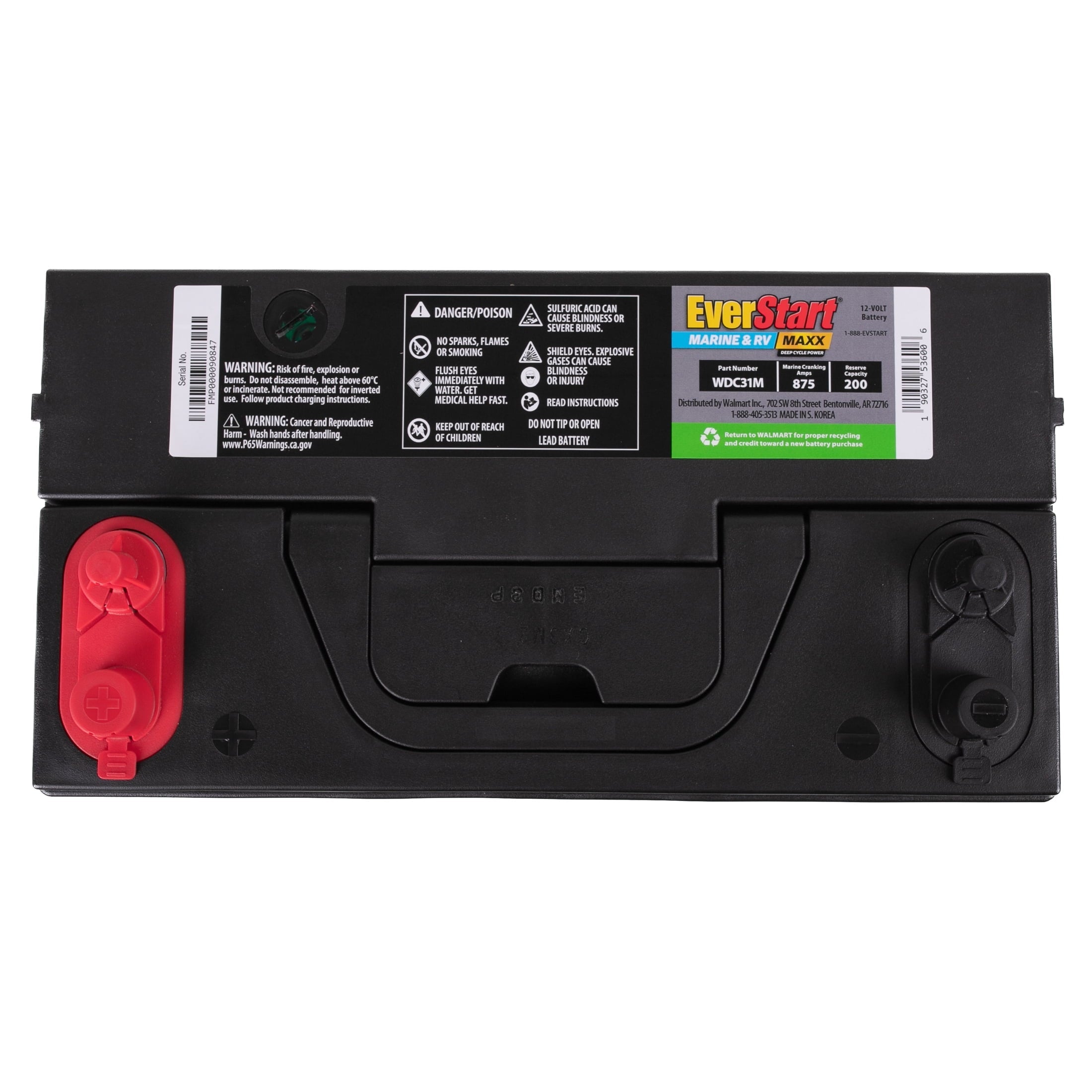 (2 pack) EverStart Maxx Lead Acid Marine & RV Deep Cycle Battery, Group Size 29DC - 12 Volt - 845 Marine Cranking Amps